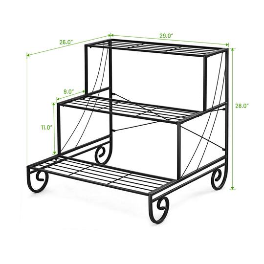Costway Black 3-Tier Metal Flower & Plant Display Stand